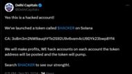 The deleted post (Image credits: Delhi Capitals on X)